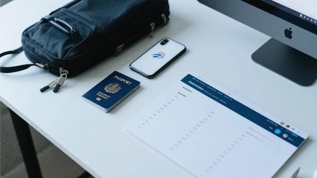 比赛日行前准备清单与门票页面的俯拍构图